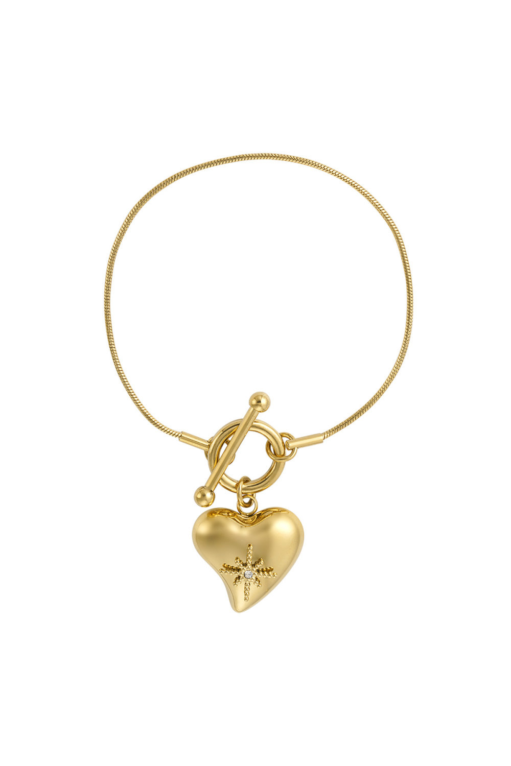 Bracelet Cadenas Avec Pendentif Grand Coeur 