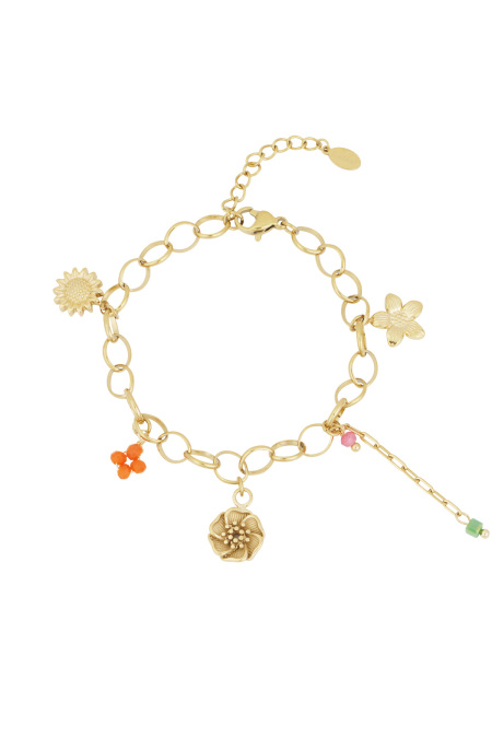 bracelet à breloques fleur tiret