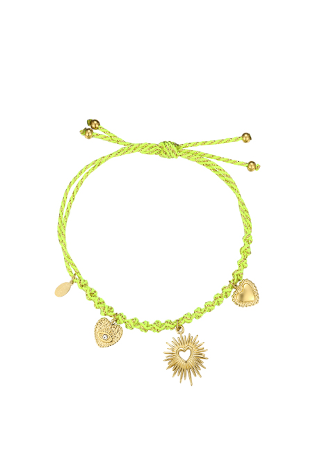 Bracelet lié en amour - Couleur vert et or