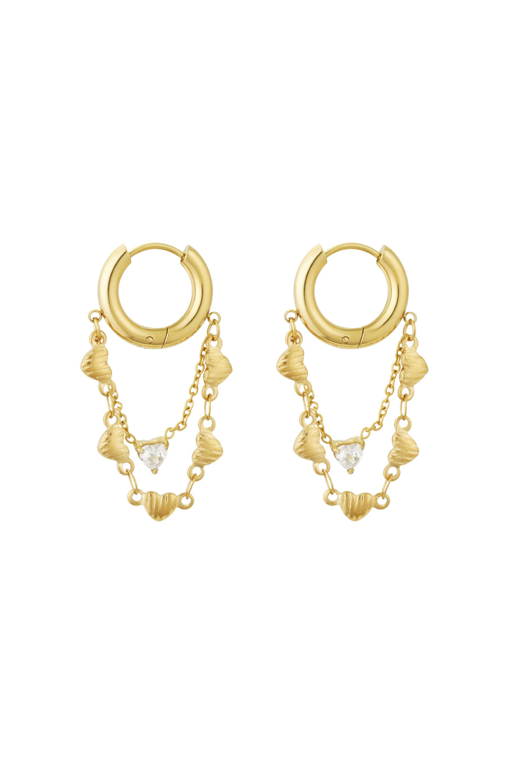Boucles D'oreilles Chaîne De Coeurs 