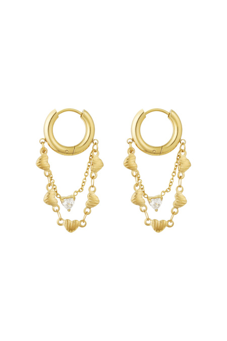 boucles d'oreilles chaîne de coeurs