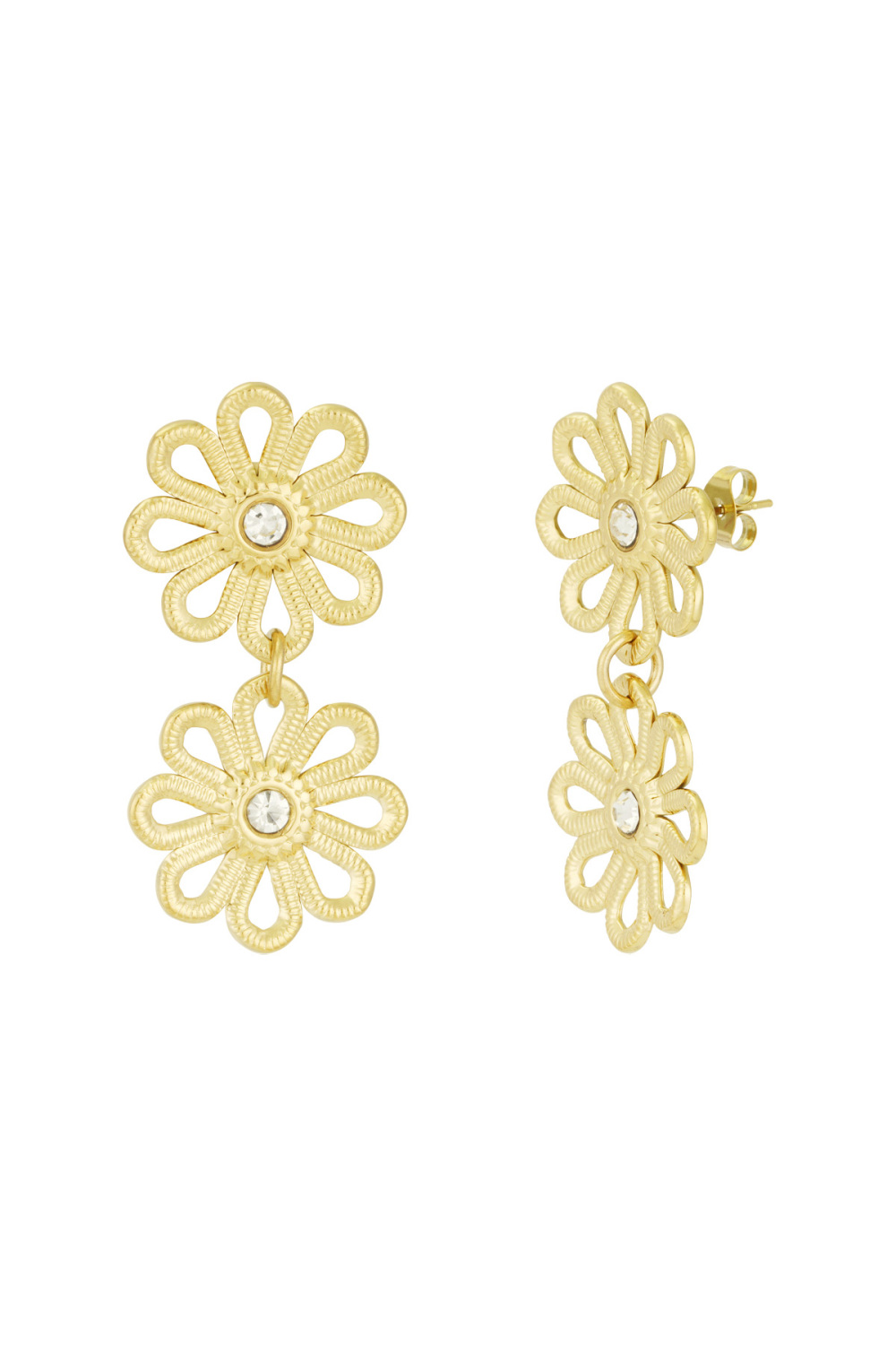 Boucles D'oreilles Double Fleur 