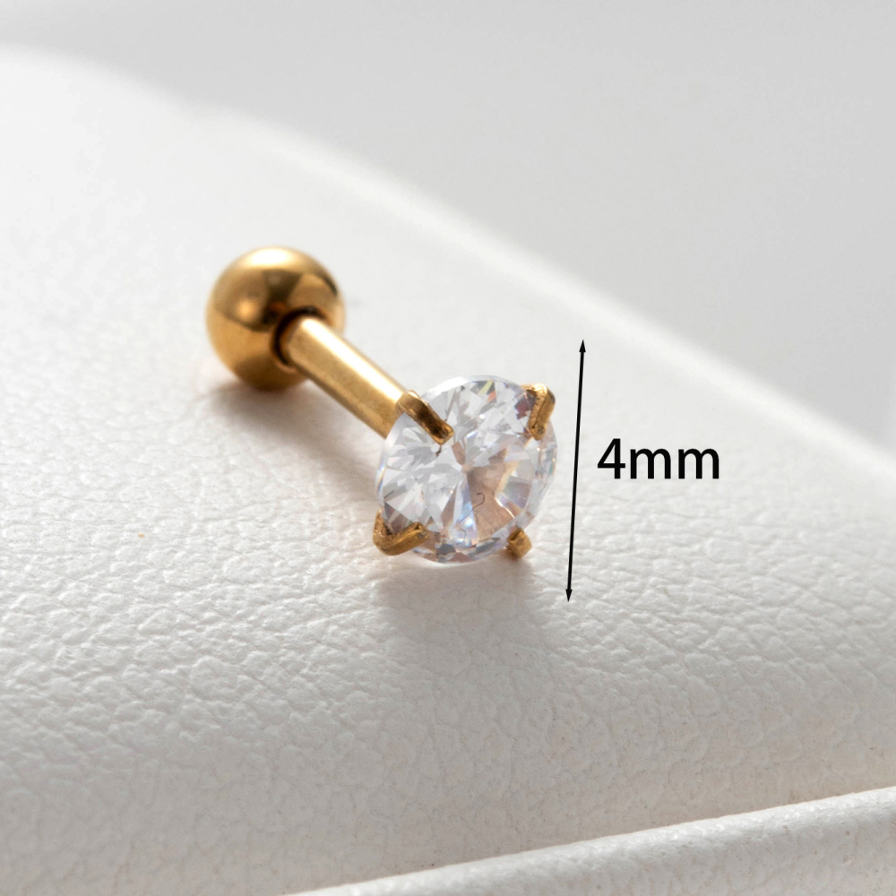 Boucles D'Oreilles Piercing Pour Femme, 1 Pièce, Série Simple, Géométriques, En Acier Titane Sans Placage, Avec Zircon. 