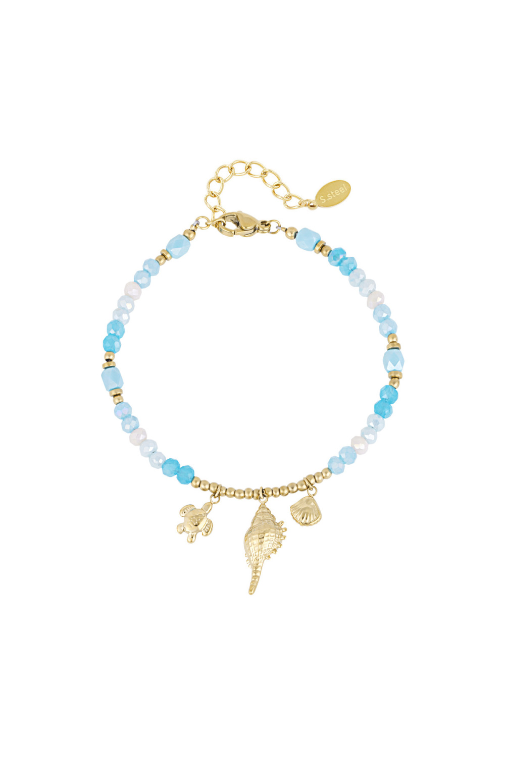 Bracelet Coquillage Spectacle - Couleur Bleu Or 
