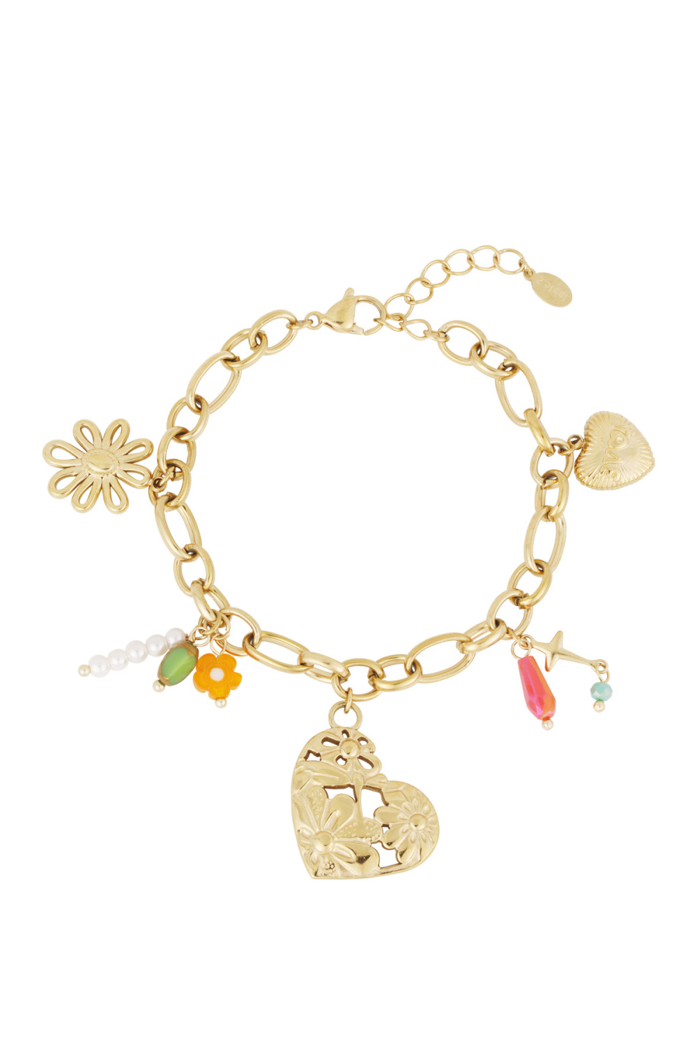 Bracelet À Maillons Avec Grandes Breloques - Doré 