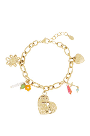Bracelet À Maillons Avec Grandes Breloques - Doré h5 