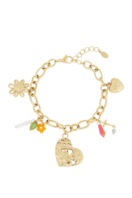 Bracelet à maillons avec grandes breloques - doré