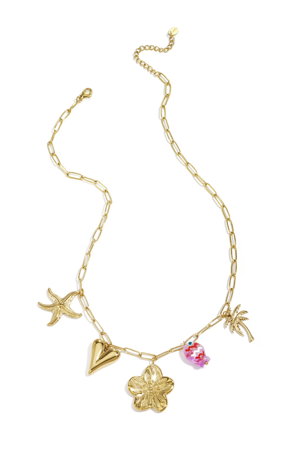 Collier À Gros Maillons Et Breloques 