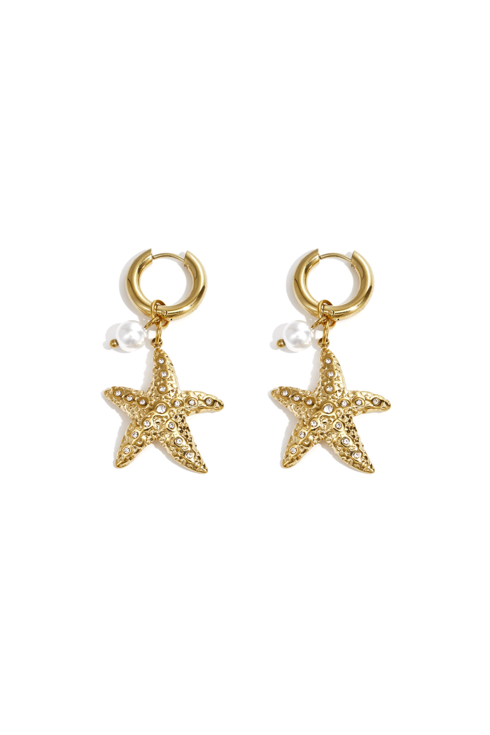 Boucles D'Oreilles Ornées D'Étoiles De Mer Et De Perles