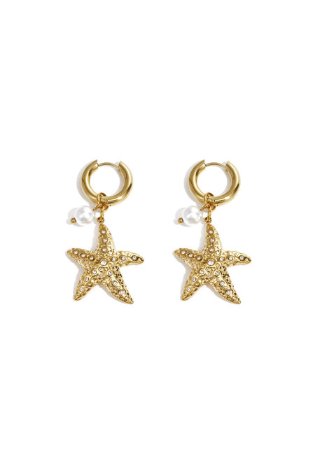 Boucles d'oreilles ornées d'étoiles de mer et de perles