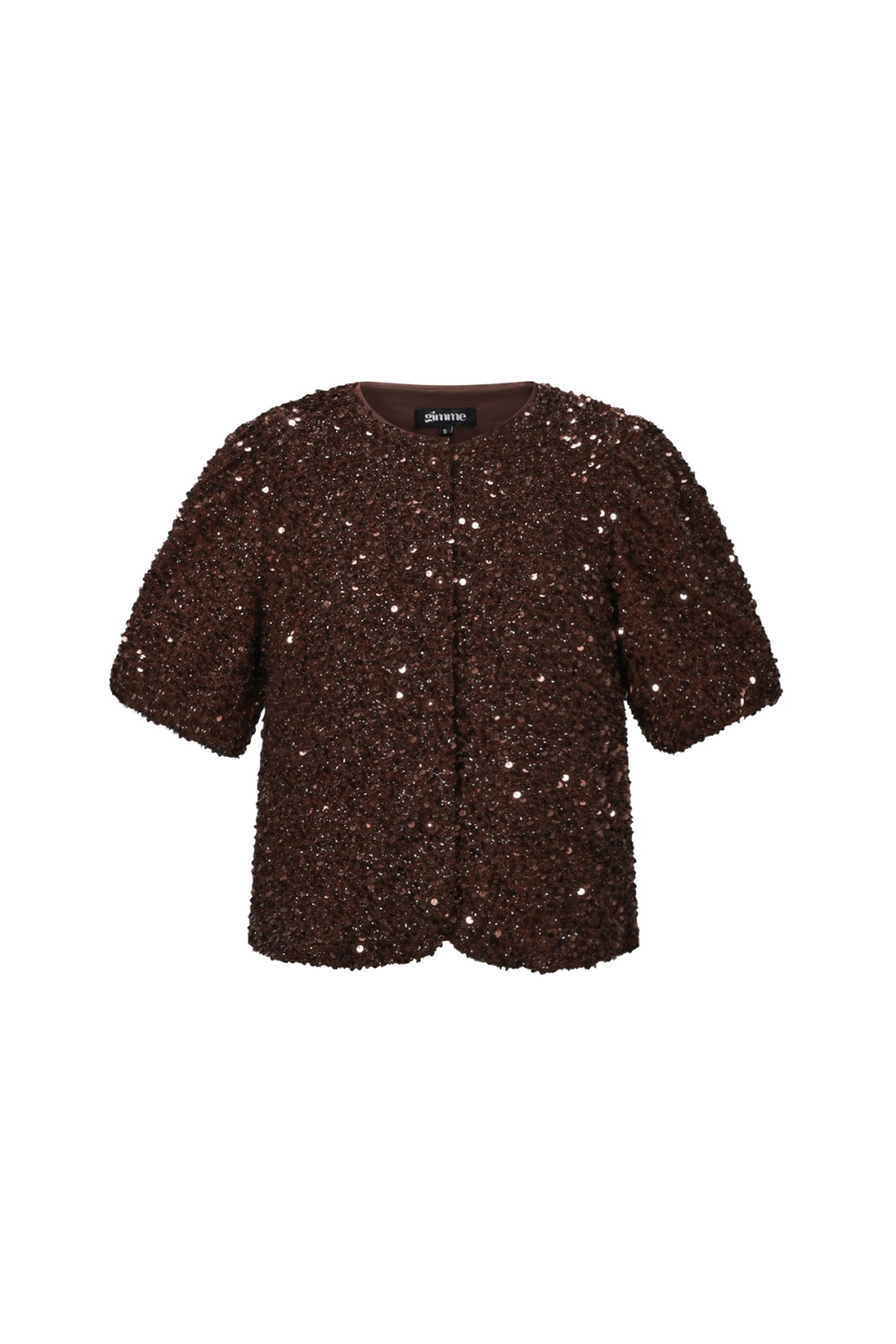 Tissé Fibre De Polyester Femmes Tops Manches Courtes Élégant Paillettes