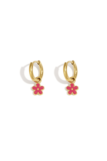 Boucles d'oreilles en acier inoxydable avec fleurs colorées