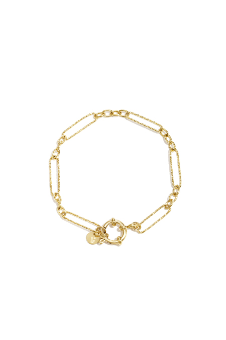 Bracelet avec fermoir frontal et maillons de formes variées