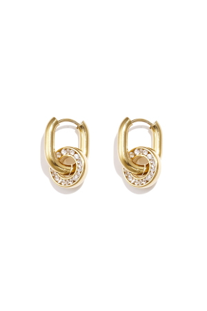 Boucles D'Oreilles Ovales Avec Pendentif Rond Serti h5