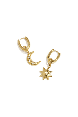 Boucles D'Oreilles Squovales Avec Lune Et Étoile h5 