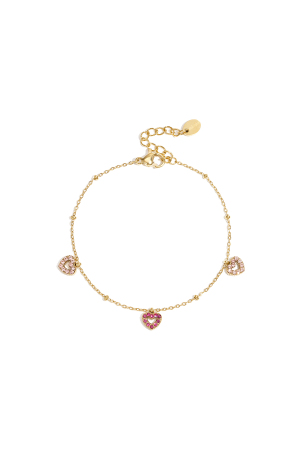 Bracelet Orné De Pierres Roses En Forme De Cœur h5 