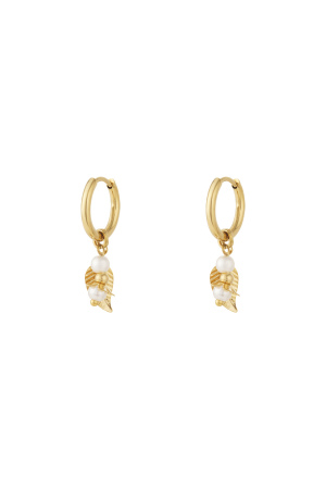 Boucles D'oreilles Feuilles Avec Perles - Doré h5