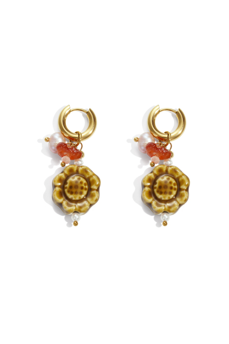 Boucles d'oreilles pendantes en acier inoxydable, série Fleur, décontractée, simple et quotidienne, bijoux pour femmes