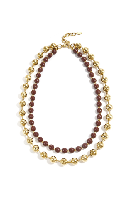 Collier à maillons avec perles dorées et colorées