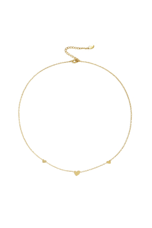 Collier Classique Avec Coeurs - Doré h5 