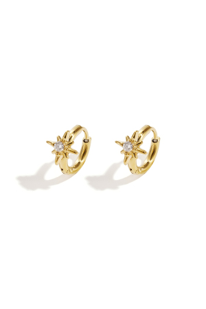Boucles D'Oreilles Créoles Ornées D'Une Étoile Filante Et D'Une Pierre h5 