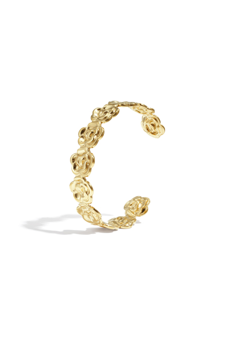 Bracelets manchettes en acier inoxydable, série florale décontractée et simple pour femmes