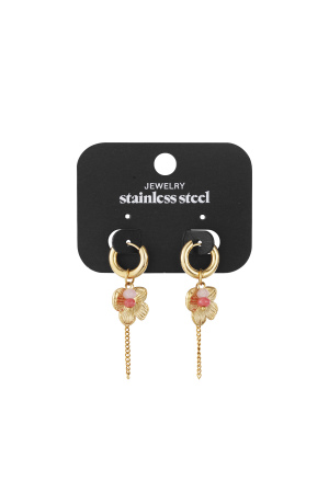 Boucles D'Oreilles Pendantes En Acier Inoxydable, Série Fleur, Décontractée, Simple Et Quotidienne, Bijoux Pour Femmes h5 Image4