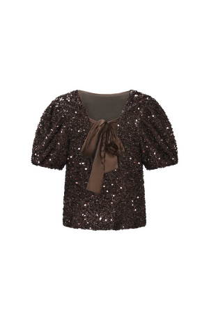 Tissu Polyester Fibre Femmes Tops Manches Courtes Élégant Paillettes h5 Image3