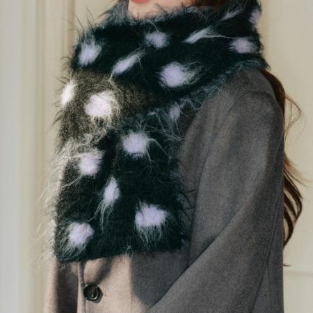 Écharpe d'hiver classique en laine à pois pour femme, 1 pièce 2