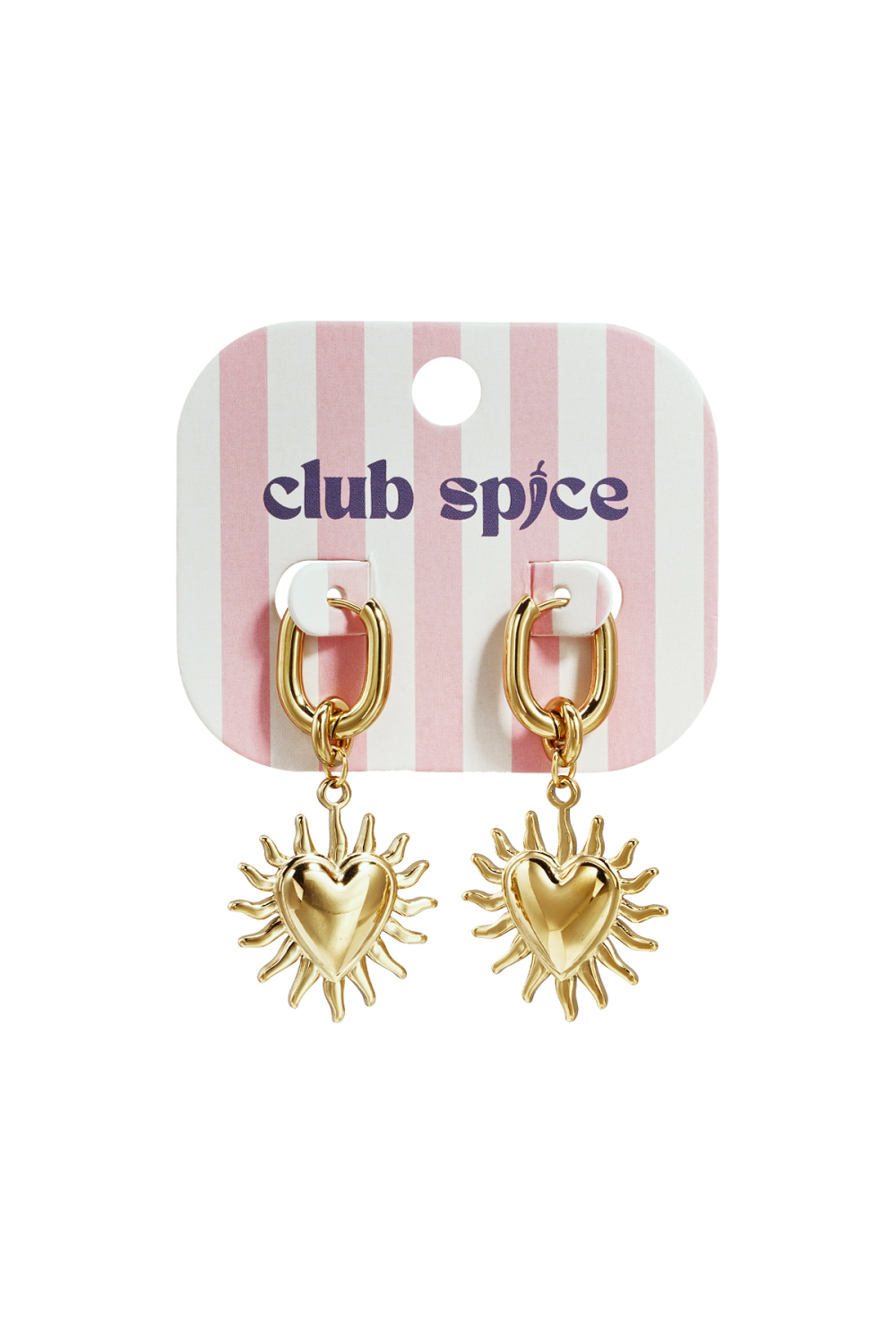 Boucles D'Oreilles Avec Des Cœurs Pendants Et Des Rayons De Soleil Image3