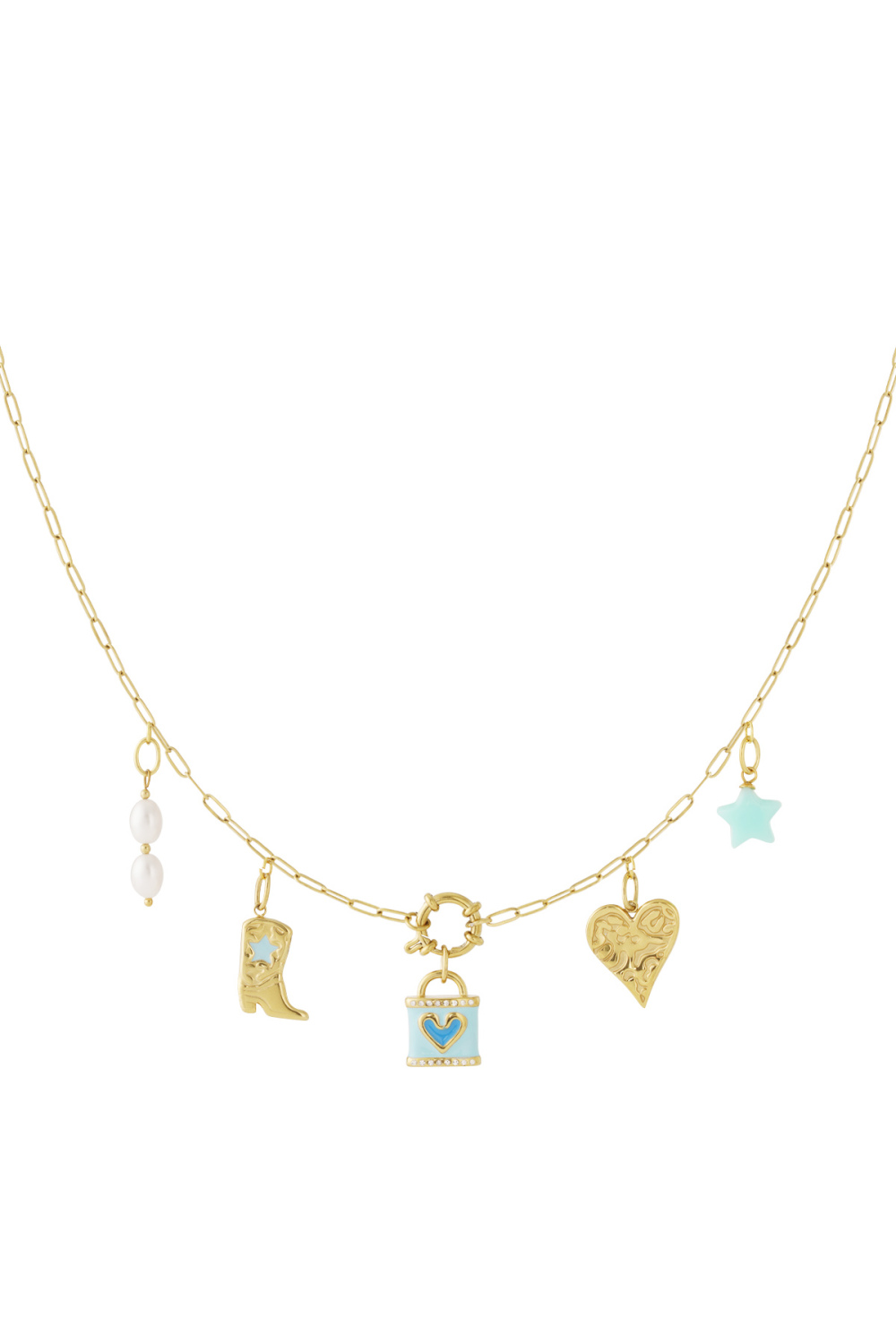 Collier Diy En Forme De Cœur Bleu Image3