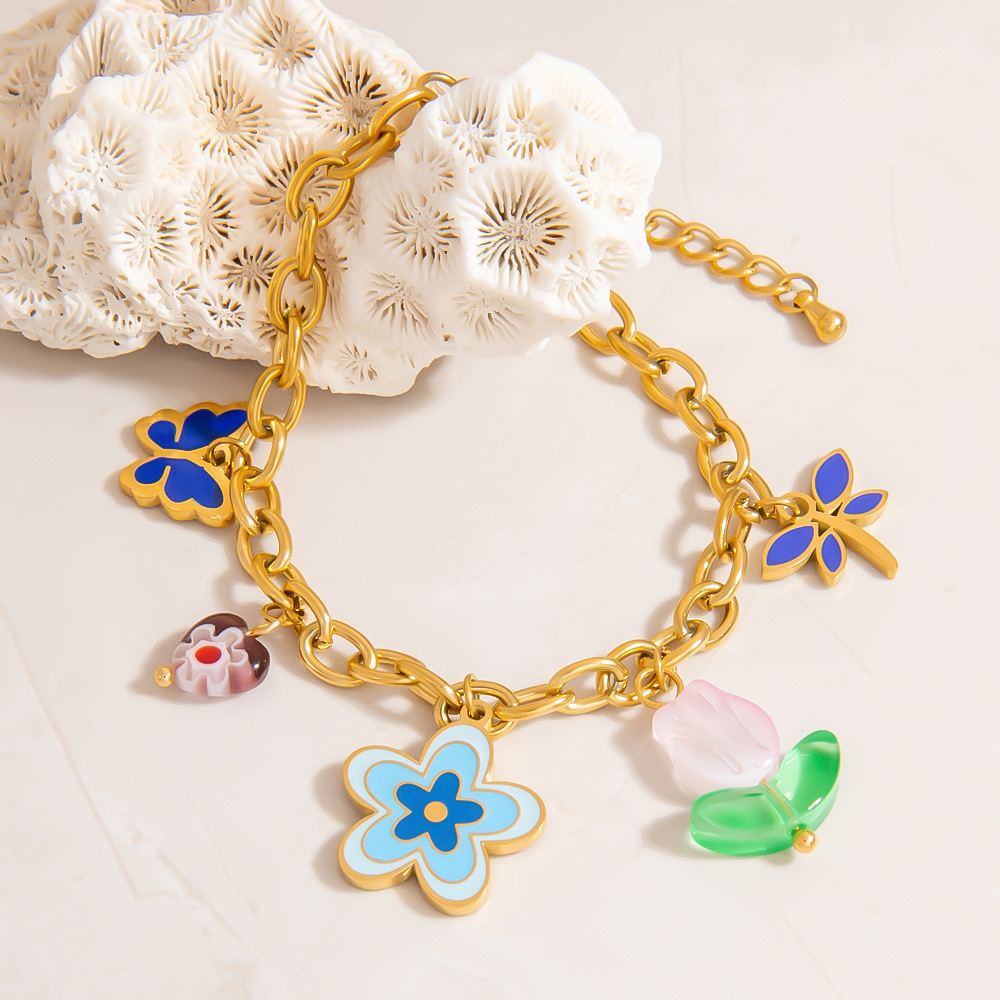 Bracelets À Breloques Colorés En Acier Inoxydable Avec Motifs De Fruits Pour Femmes Image5