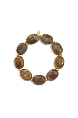 Bracelet De Perles Ovales Et Dorées h5 