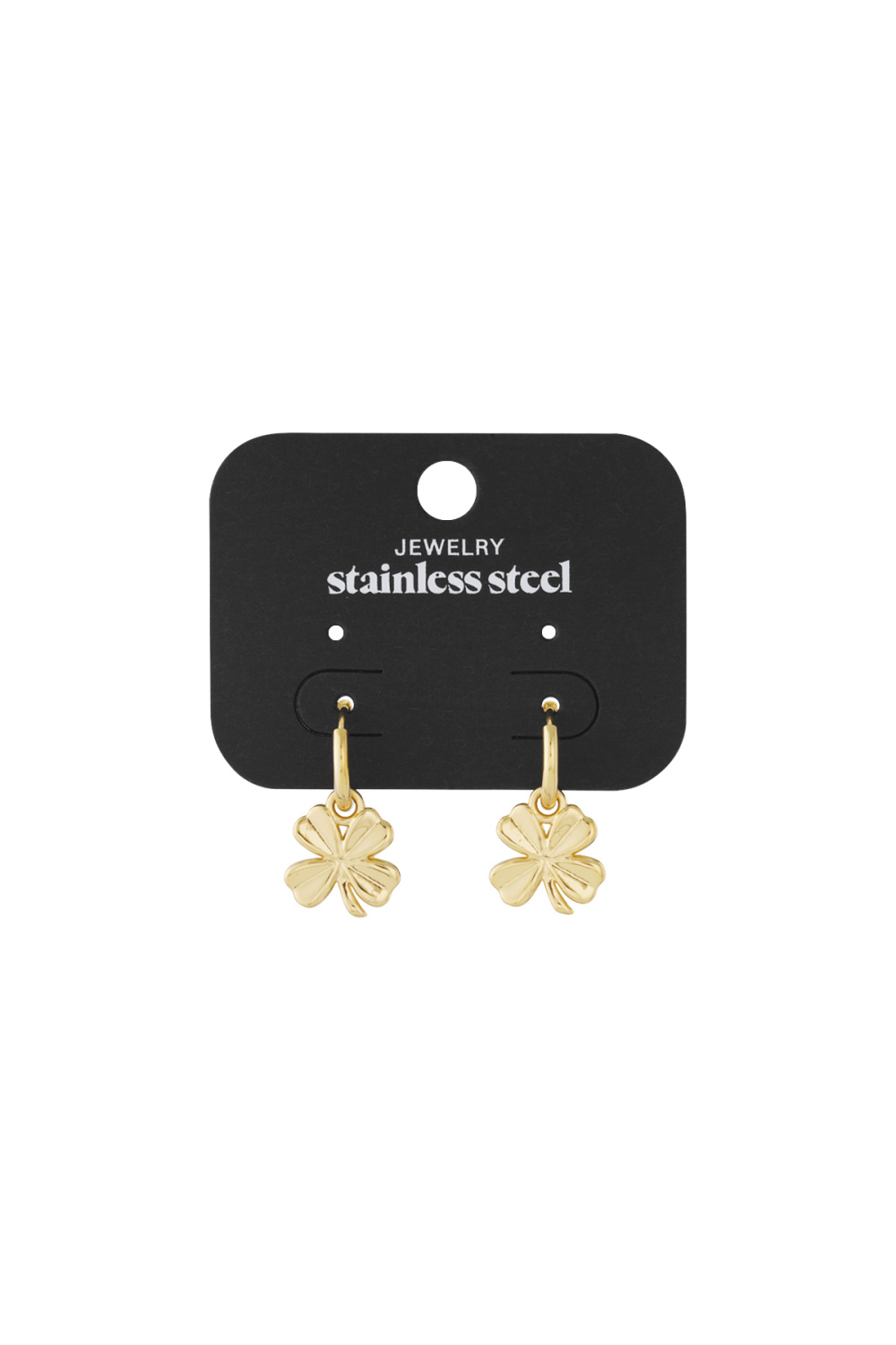 Boucles D'oreilles Basic Trèfle À Quatre Feuilles - Doré Acier Inoxydable Image3