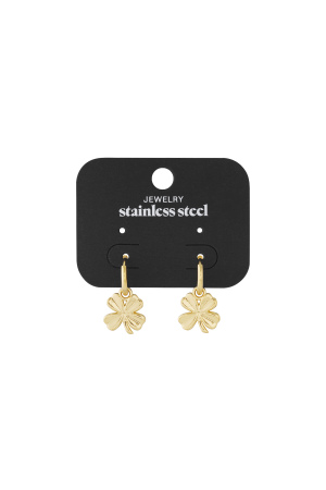 Boucles D'oreilles Basic Trèfle À Quatre Feuilles - Doré Acier Inoxydable h5 Image3