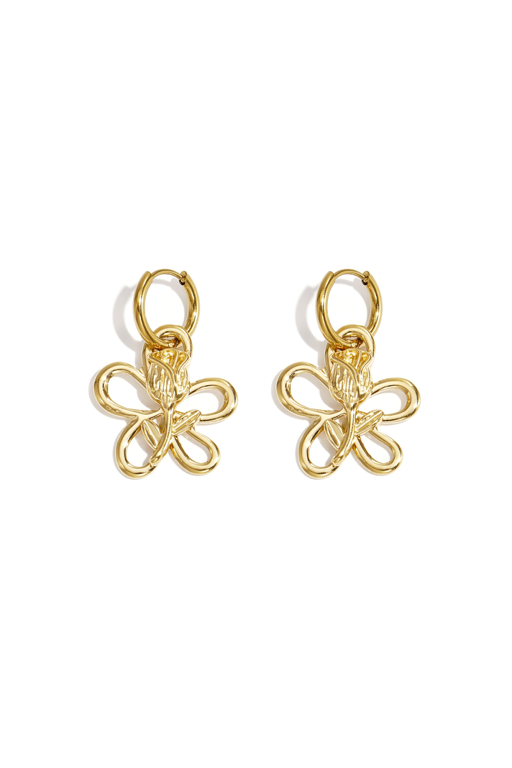 Boucles D'Oreilles Avec Pendentif Rose En Fleur Image6