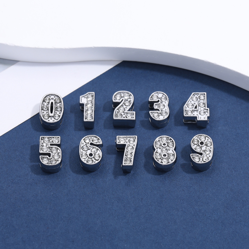 Perles En Alliage Brillantes À Faire Soi-Même, Lettres Et Chiffres, Bijoux. Image3
