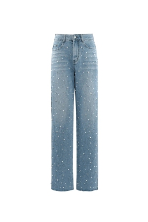 Cotton Woven Femme Pantalon Droit Jean Casual Polka Dots h5 