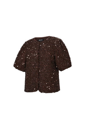 Tissé Fibre De Polyester Femmes Tops Manches Courtes Élégant Paillettes h5 Image2