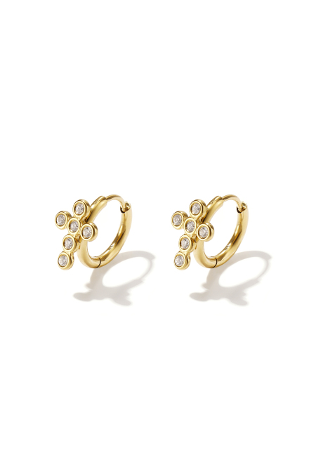 Boucles D'Oreilles Créoles En Acier Inoxydable Plaqué Or 14 Carats, Motif Croix, Collection Daily Simple, Bijoux Pour Femmes
