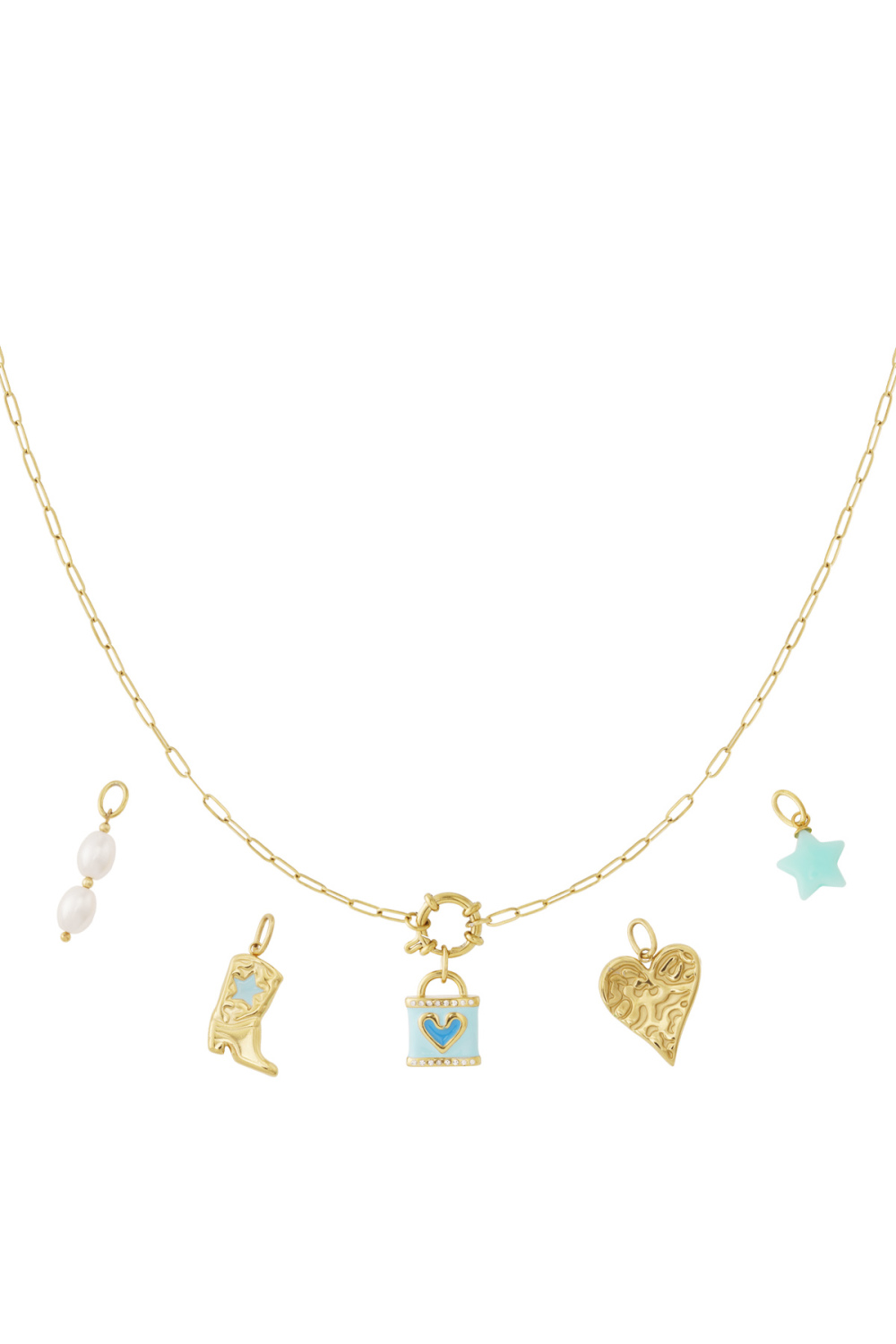 Collier Diy En Forme De Cœur Bleu 