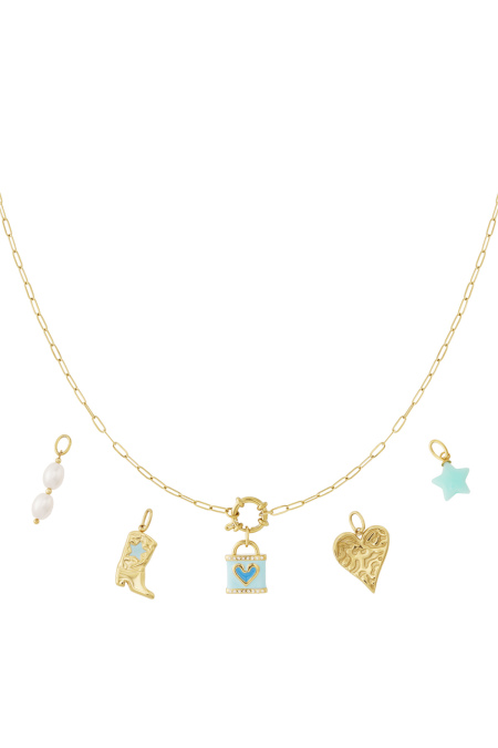 Collier DIY en forme de cœur bleu