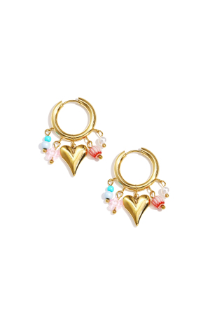Boucles D'Oreilles Avec Perles Pendantes Et Cœur h5