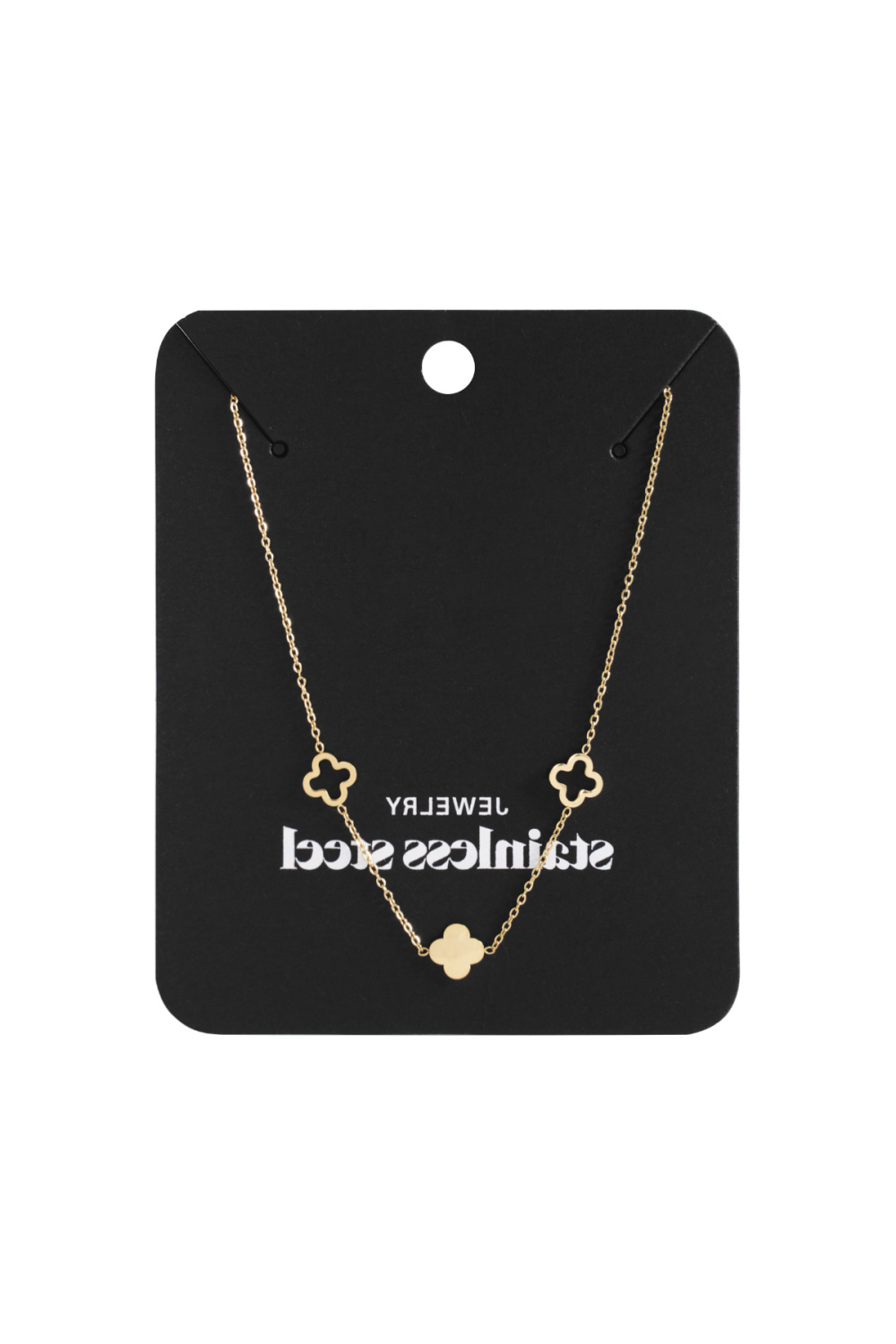 Collier Trèfles Couleur Or Acier Inoxydable Image4