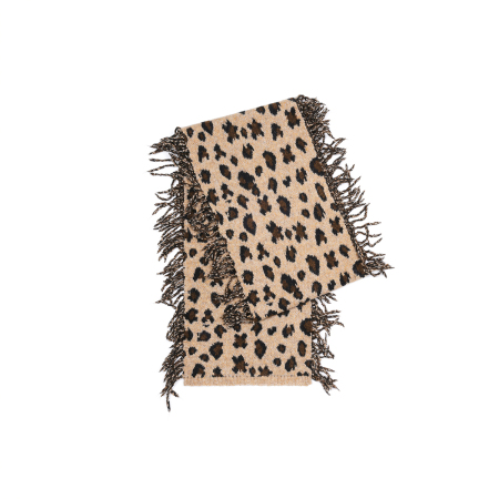 Écharpe d'hiver en laine à pompons imprimé léopard pour femme, 1 pièce