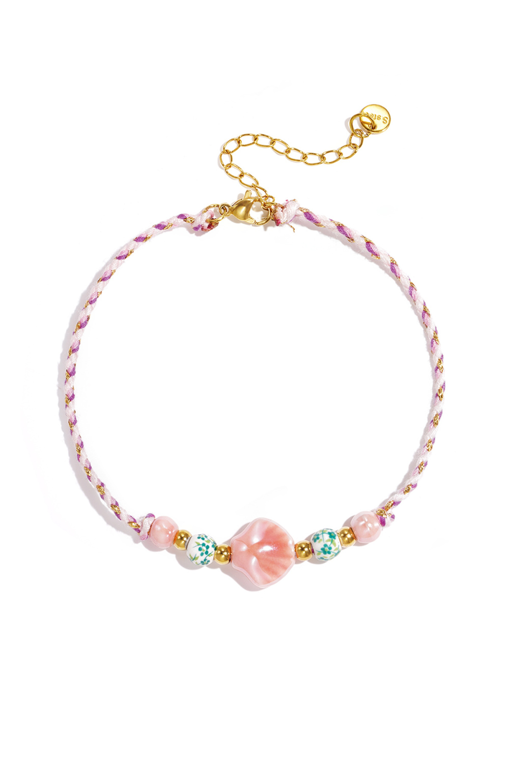 Bracelet De Cheville En Corde Orné De Coquillages Et De Perles 