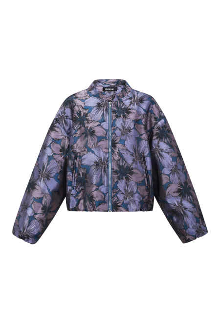 Tissu Polyester Fibre Veste Bomber Femme Casual Imprimé Floral 2