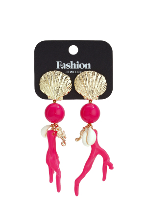 Boucles D'Oreilles Avec Pendentifs En Corail Et Motifs Marins h5 Image6