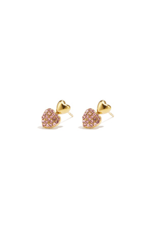 Boucles D'Oreilles Puces En Forme De Cœur Avec Pierres h5 