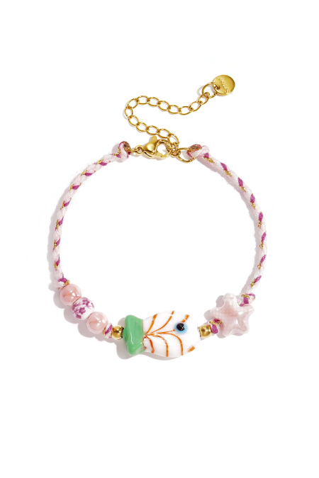 Bracelet de perles à motif de corde, perles en forme de poisson et d'étoile